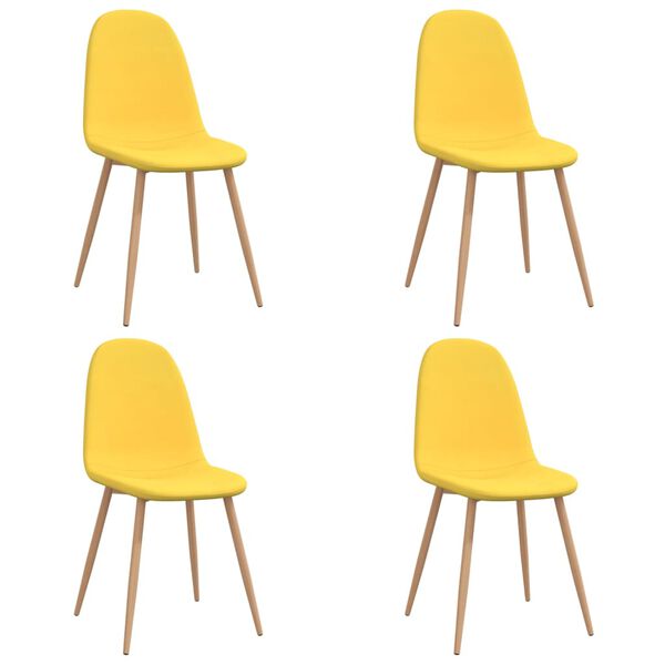 vidaXL Chaises à manger lot de 4 jaune moutarde tissu
