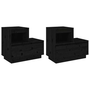 vidaXL Tables de chevet 2 pcs Noir 60x34x51 cm Bois de pin solide