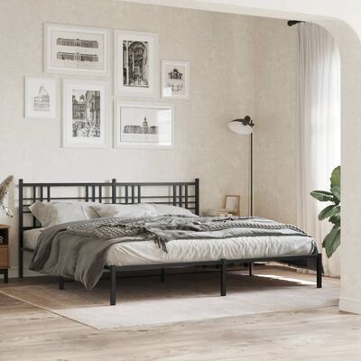 vidaXL Cadre de lit métal sans matelas avec tête de lit noir 193x203cm