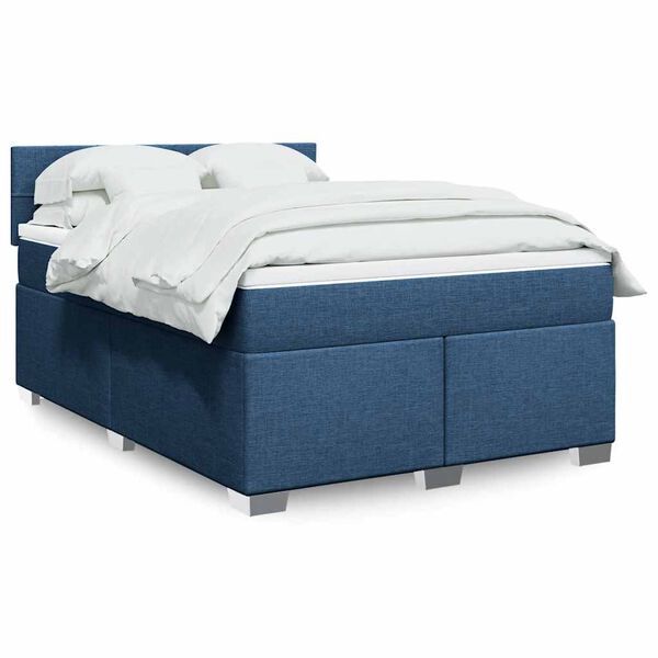 vidaXL Sommier &agrave; lattes de lit avec matelas Bleu 140x190 cm Tissu