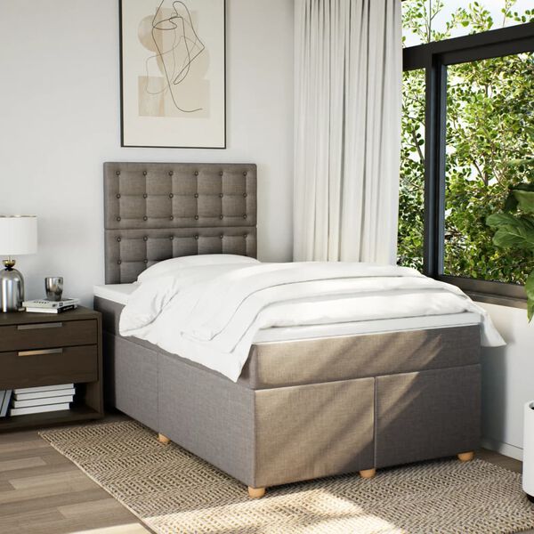 vidaXL Sommier &agrave; lattes de lit avec matelas taupe 120x190 cm tissu