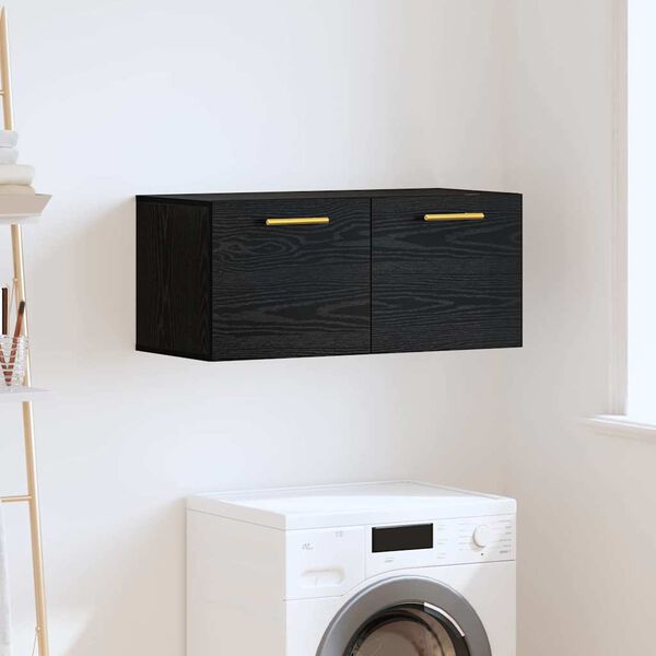vidaXL Meuble mural Ch&ecirc;ne noir 80 x 36.5 x 35 cm Bois d'ing&eacute;nierie