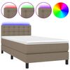 vidaXL Sommier &agrave; lattes de lit avec matelas LED Taupe 90x200 cm Tissu