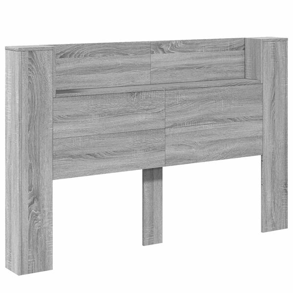 vidaXL Cabinet de T&ecirc;te de Lit avec LED Gris Sonoma Bois d'ing&eacute;nierie