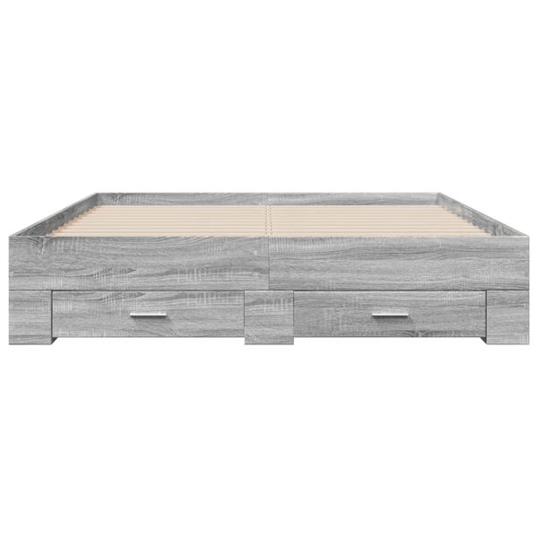 vidaXL Cadre de lit avec tiroirs sans matelas sonoma gris 140x200 cm