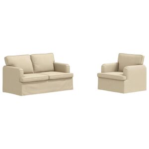 vidaXL Ensemble de Canap&eacute;s 2 pc Cr&egrave;me tissu