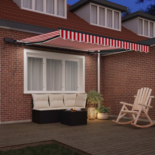 vidaXL Auvent R&eacute;tractable Rouge et blanc 300 x 250 cm tissu