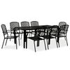 vidaXL Ensemble &agrave; manger d'ext&eacute;rieur 9 pcs Acier Noir