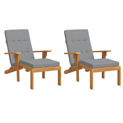 vidaXL Coussins de chaise longue lot de 2 gris tissu oxford