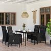 vidaXL Ensemble &agrave; manger de jardin avec coussins 5 pcs Noir
