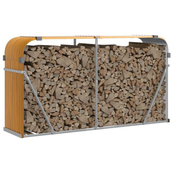 vidaXL Porte-b&ucirc;ches aspect bois 180x45x100 cm acier galvanis&eacute;