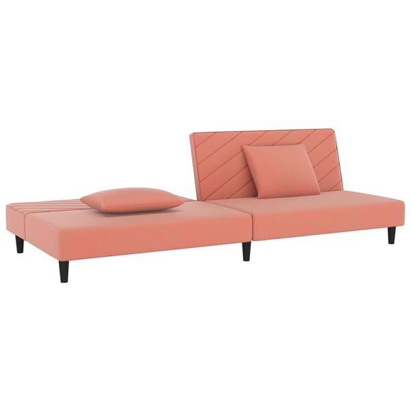 vidaXL Canap&eacute;-lit &agrave; 2 places avec deux oreillers Rose Velours