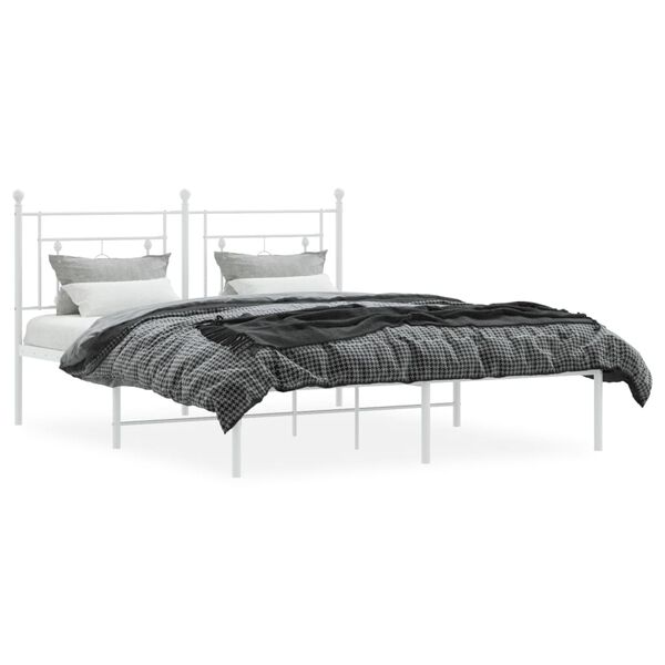 vidaXL Cadre de lit m&eacute;tal sans matelas et t&ecirc;te de lit blanc 160x200 cm