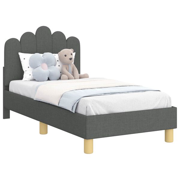 vidaXL Cadre de lit pour tout-petit avec t&ecirc;te de lit Gris fonc&eacute;