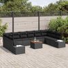 vidaXL Ensemble de canapé de jardin 11 pcs Noir