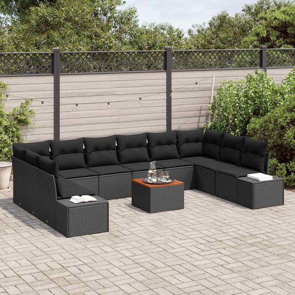 vidaXL Ensemble de canapé de jardin 11 pcs Noir