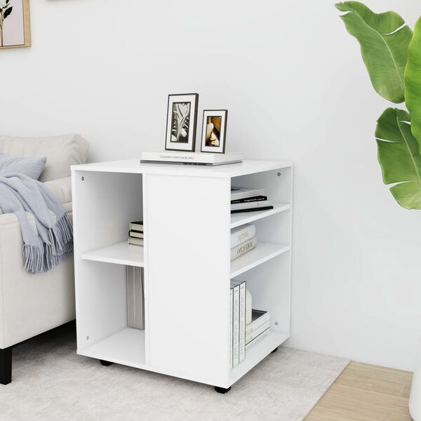 vidaXL Armoire &agrave; roulettes Blanc 60x53x72 cm Bois d&rsquo;ing&eacute;nierie
