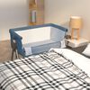 vidaXL Lit pour b&eacute;b&eacute; avec matelas Bleu marine Tissu de lin