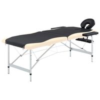 vidaXL Table de massage pliable 2 zones Aluminium Noir et beige