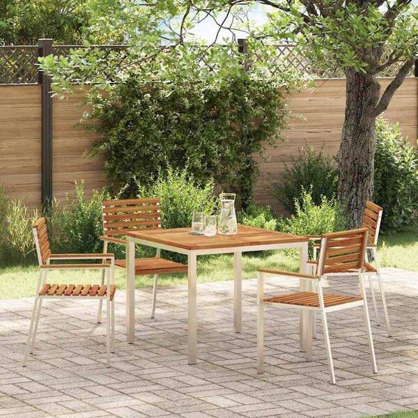 vidaXL Table&agrave;manger Marron 90 x 90 x 75 cm Bois d'Acacia Massif
