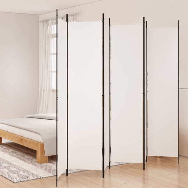 vidaXL Cloison de s&eacute;paration 6 panneaux Blanc 300x220 cm Tissu