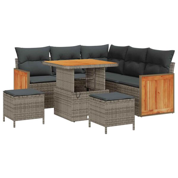 vidaXL Ensemble de canap&eacute; de jardin 8 pcs Gris polyrotin