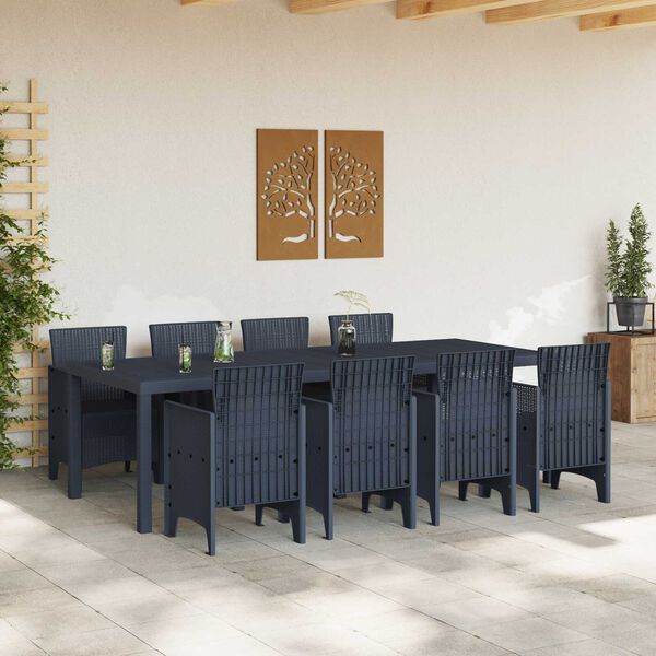 vidaXL Ensemble de salle à manger pour jardin 9 pcs Anthracite