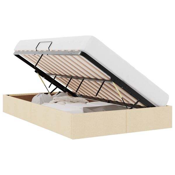 vidaXL Lit de Rangement avec matelas Cr&egrave;me 120 x 200 cm tissu
