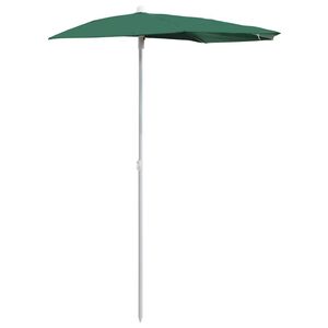 vidaXL Demi-parasol de jardin avec m&acirc;t 180x90 cm vert