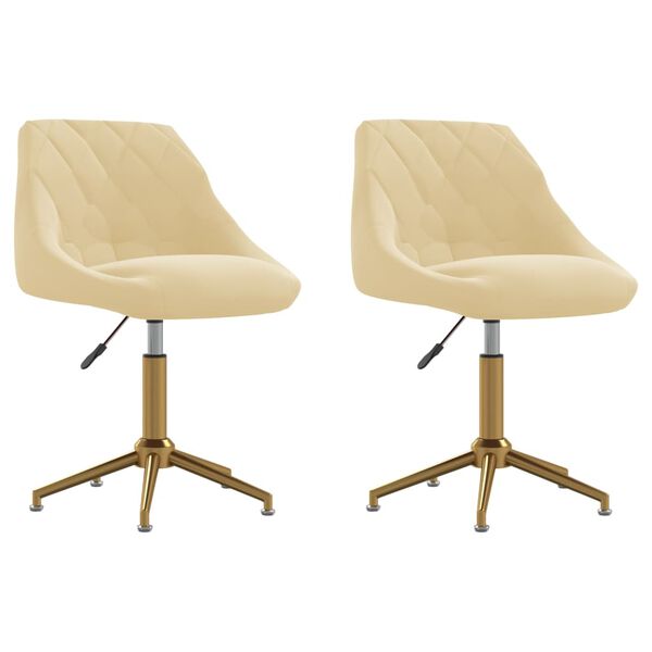 vidaXL Chaises pivotantes &agrave; manger lot de 2 cr&egrave;me velours