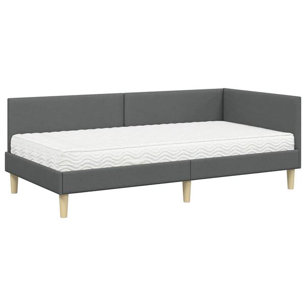 vidaXL Cadre de lit d'angle avec matelas Autre 2 pcs Gris tissu