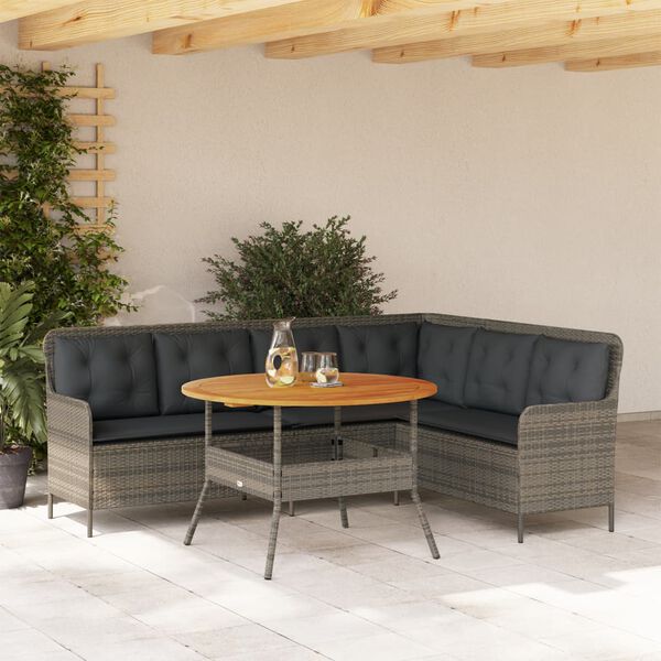vidaXL Salon de jardin 2 pcs avec coussins Gris R&eacute;sine tress&eacute;e