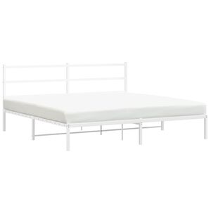 vidaXL Cadre de lit m&eacute;tal sans matelas et t&ecirc;te de lit blanc 180x200 cm