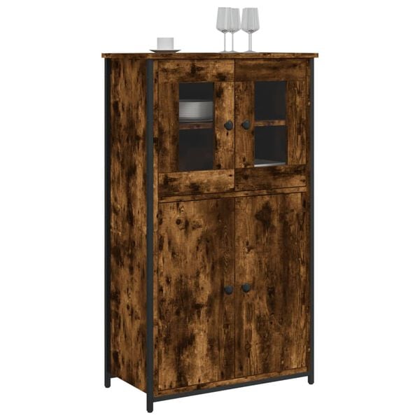 vidaXL Buffet haut ch&ecirc;ne fum&eacute; 62x32x106,5 cm bois d'ing&eacute;nierie