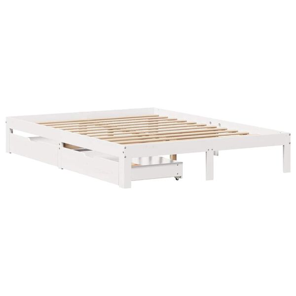 vidaXL Cadre de lit avec tiroirs sans matelas blanc 140x190 cm