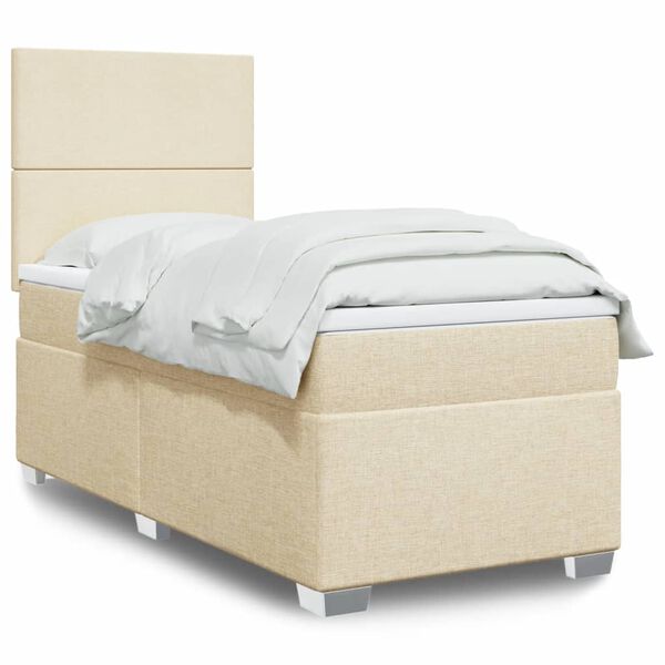 vidaXL Sommier à lattes de lit avec matelas Crème 80x200 cm Tissu