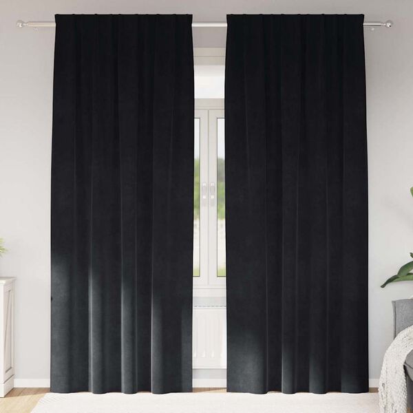 vidaXL Rideaux occultants 2 pcs Noir 140 x 245 cm Velours