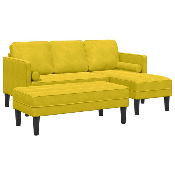 vidaXL Ensemble de Canap&eacute;s avec coussin 2 pcs Jaune Polyester