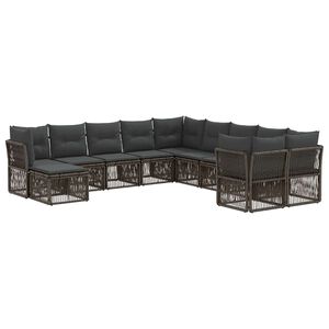 vidaXL Ensemble de canap&eacute; de jardin 11 pcs Gris polyrotin