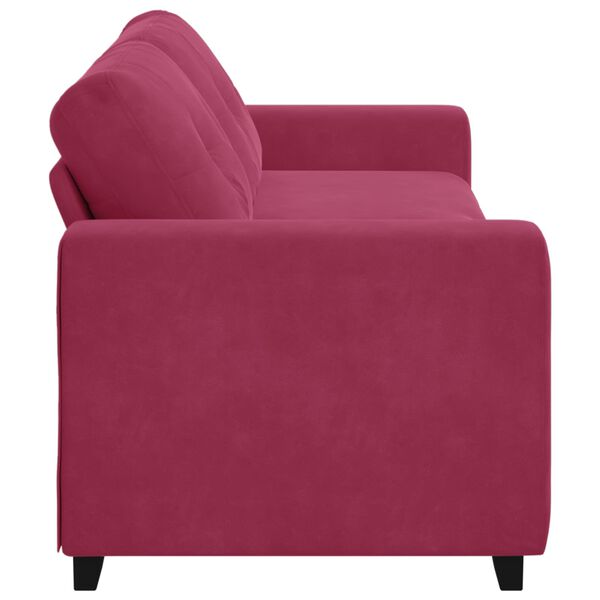 vidaXL | Sofa 3 places | avec coussin Rouge bordeaux Velours