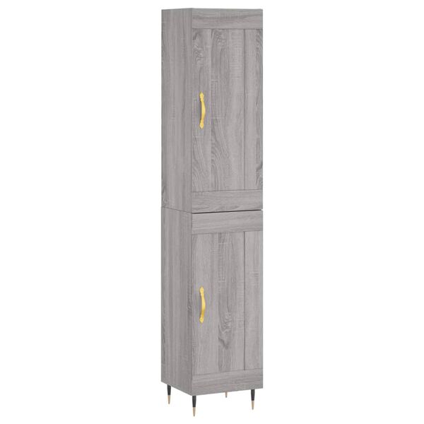 vidaXL Buffet haut Sonoma gris 34,5x34x180 cm Bois d'ing&eacute;nierie