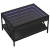 vidaXL Table basse avec LED infini noir 70x50x38 cm