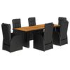 vidaXL Ensemble &agrave; manger de jardin coussins 7 pcs noir r&eacute;sine tress&eacute;e