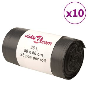 vidaXL Sacs poubelles 250 pcs noir 35 L