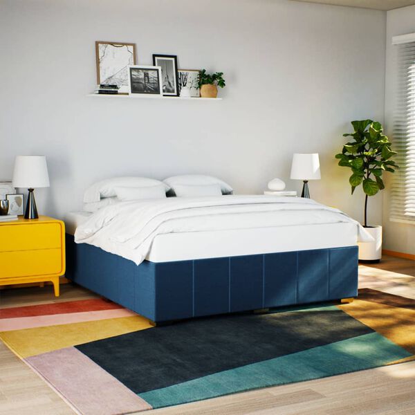 vidaXL Cadre de lit sans matelas bleu 200x200 cm tissu