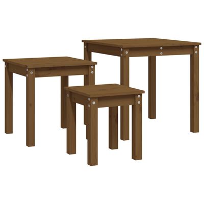 vidaXL Tables gigognes 3 pcs Marron miel Bois de pin massif