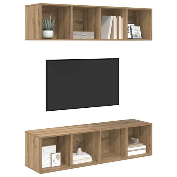 vidaXL Ensemble meuble TV 2 pcs Ch&ecirc;ne artisanal 37 x 37 x 142,5 cm