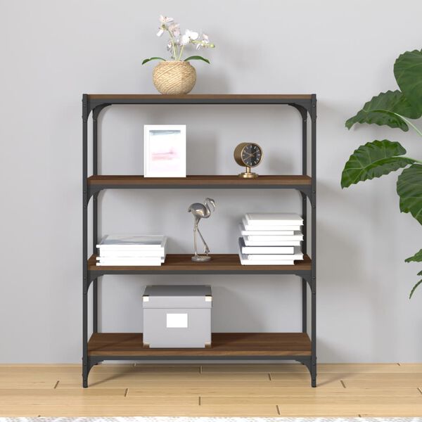 vidaXL Biblioth&egrave;que Ch&ecirc;ne brun 80x33x100 cm Bois d'ing&eacute;nierie et acier