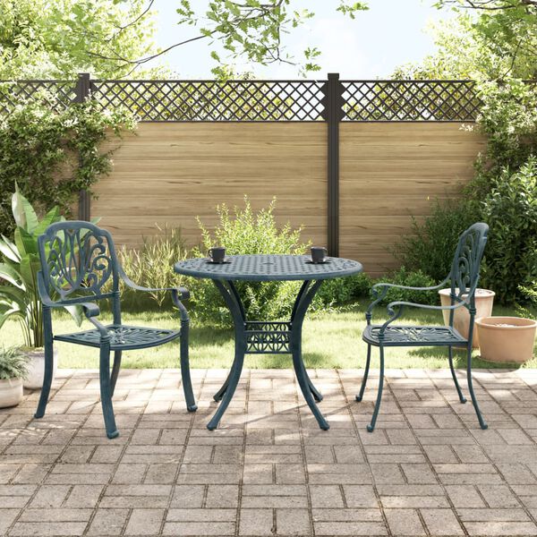 vidaXL Ensemble de bistro 3 pcs vert aluminium coul&eacute;