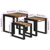 vidaXL Table Gigogne 3 pcs Bois massif r&eacute;cup&eacute;r&eacute; et m&eacute;tal